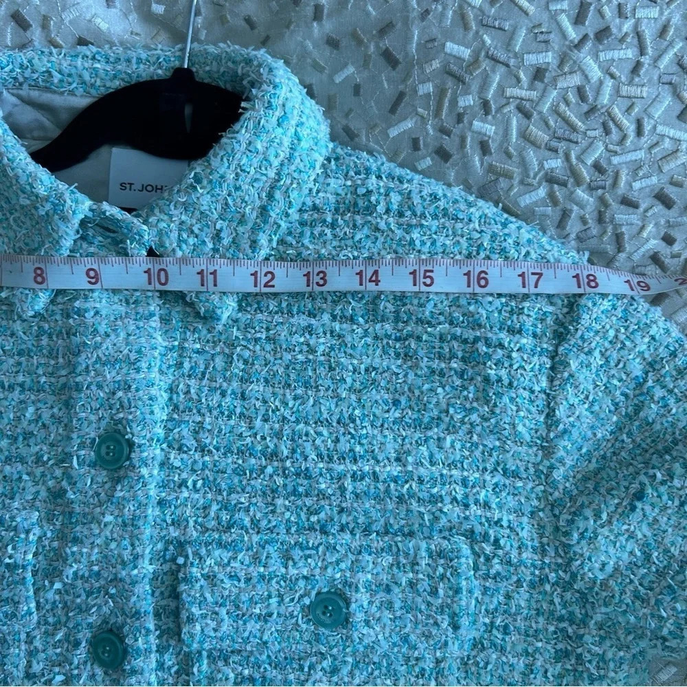 NWT $1695 St. John Eyelash Slub Tweed Knit Collar Quilted Jacket Shacket S - Picture 12 of 16